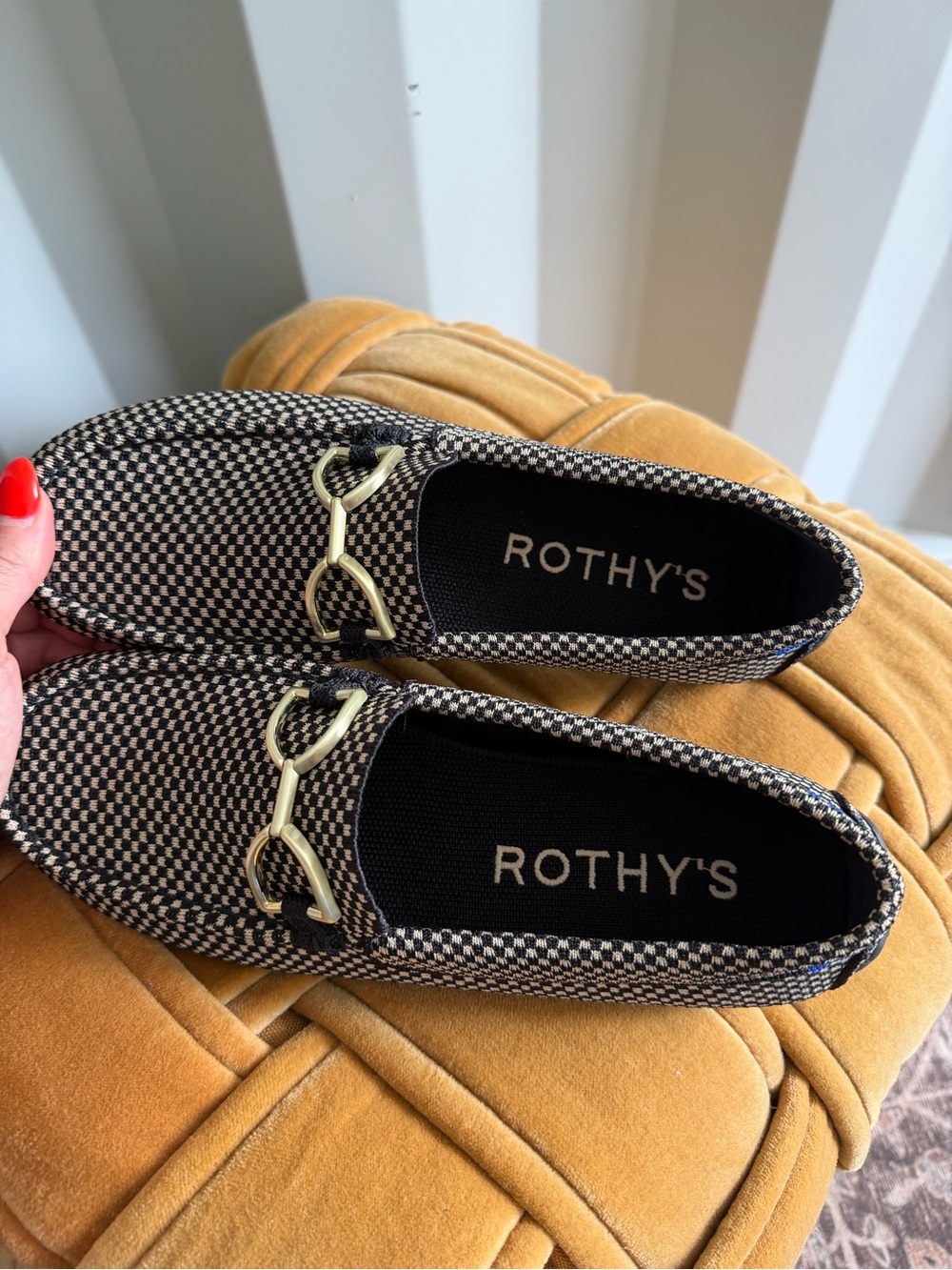 NIB Rothy’s Double Bit Driver Classic Micro Check Loafers 8.5 - Picture 3 of 8